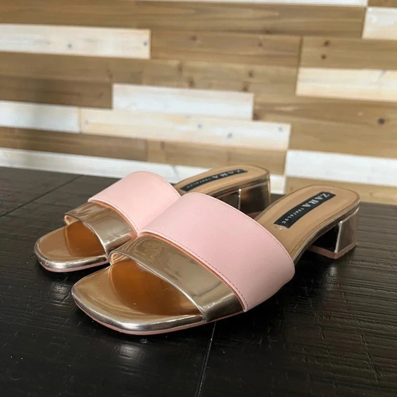 ZARA BLOCK HEEL sandal Two toned SZ 38 - Picture 6 of 7